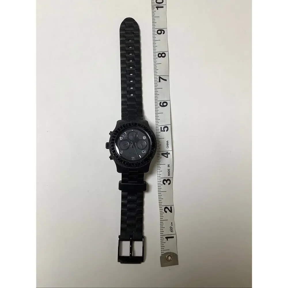 Michael Kors Black Runway Glitz Baguette Crystal Bezel Chronograph Watch F17-4